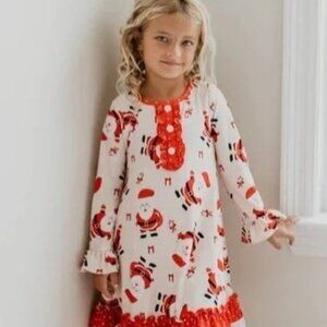 Girls Christmas Nightgown With Santa Claus Print & Ruffled‎ Hem  Size 12  Oopsie